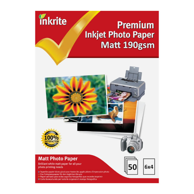 Picture of 6 x 4 Matt Photo Paper 190gsm (50 sheets)