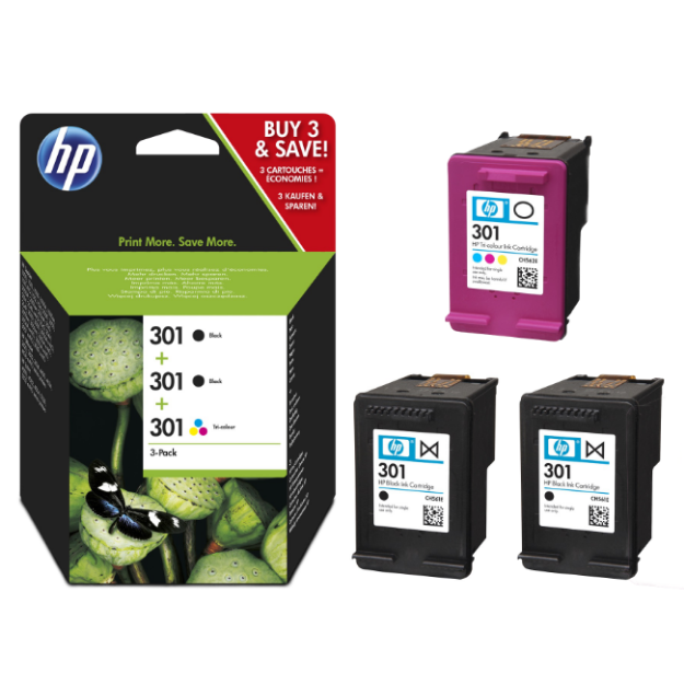 Picture of OEM HP DeskJet 1000 Combo Pack (3 Pack) Ink Cartridges