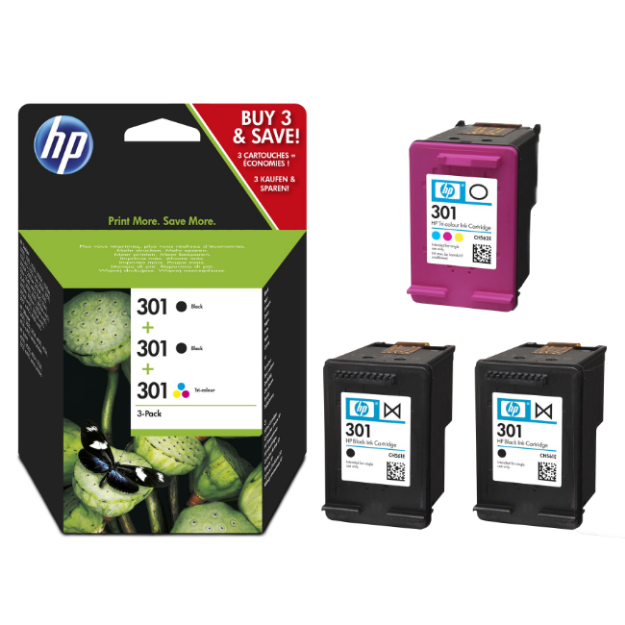 Picture of OEM HP DeskJet 3000 Combo Pack (3 Pack) Ink Cartridges