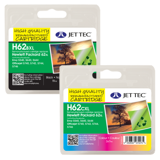 Buy Remanufactured HP 62XL High Capacity Combo Pack Ink Cartridges