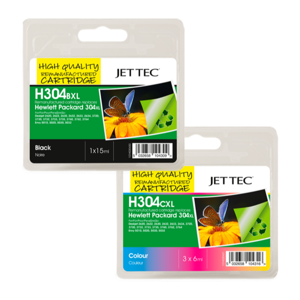 Remanufactured HP DeskJet 3733 All-in-One High Capacity Combo Pack Ink Cartridges