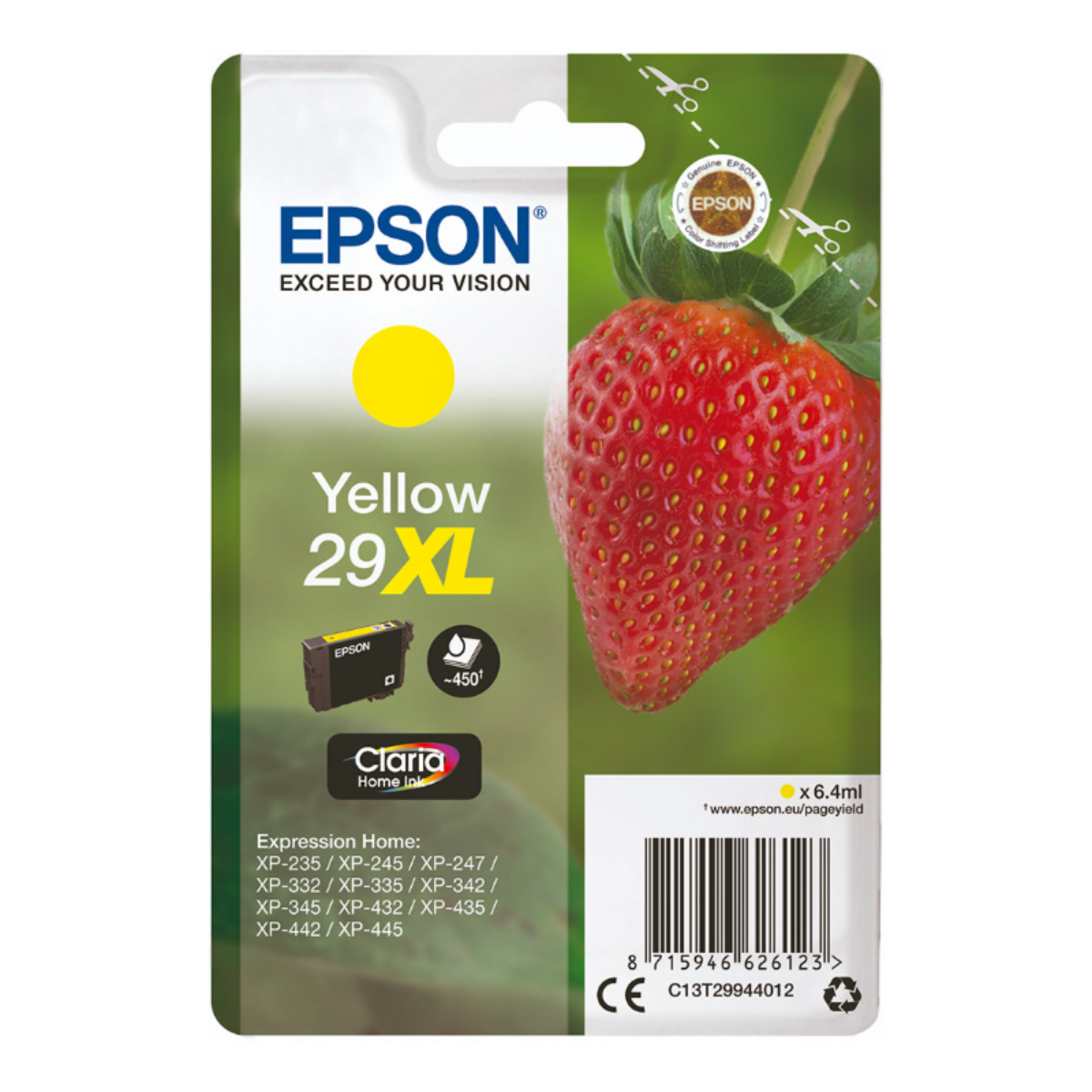 Genuine Epson Expression Home XP-445 High Capacity Yellow Ink Cartridge