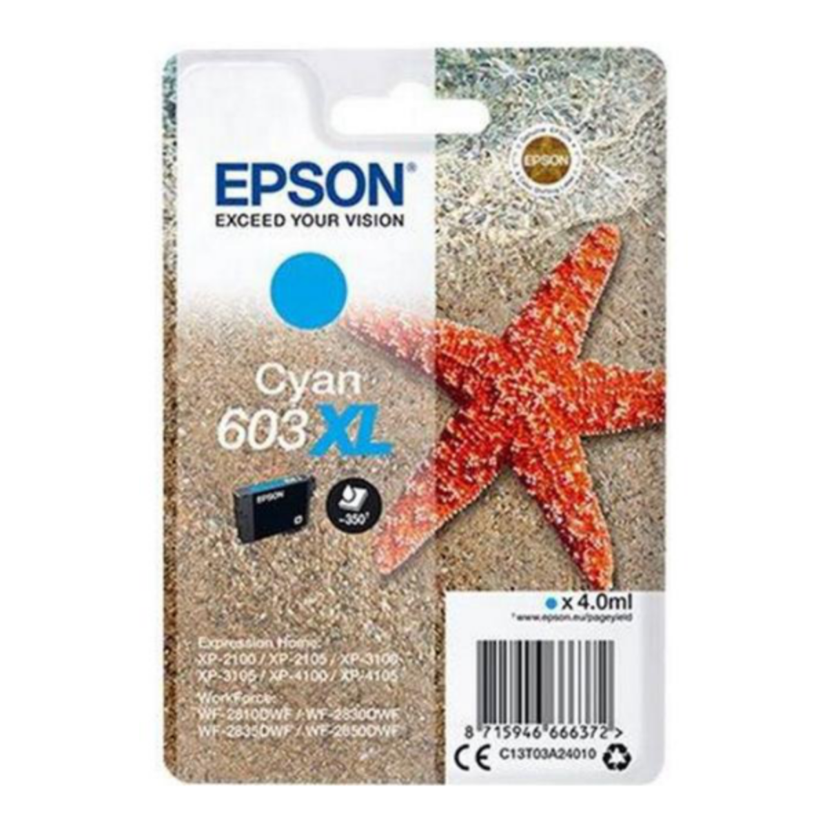 Genuine Epson WorkForce WF-2850DWF Cyan Ink Cartridge