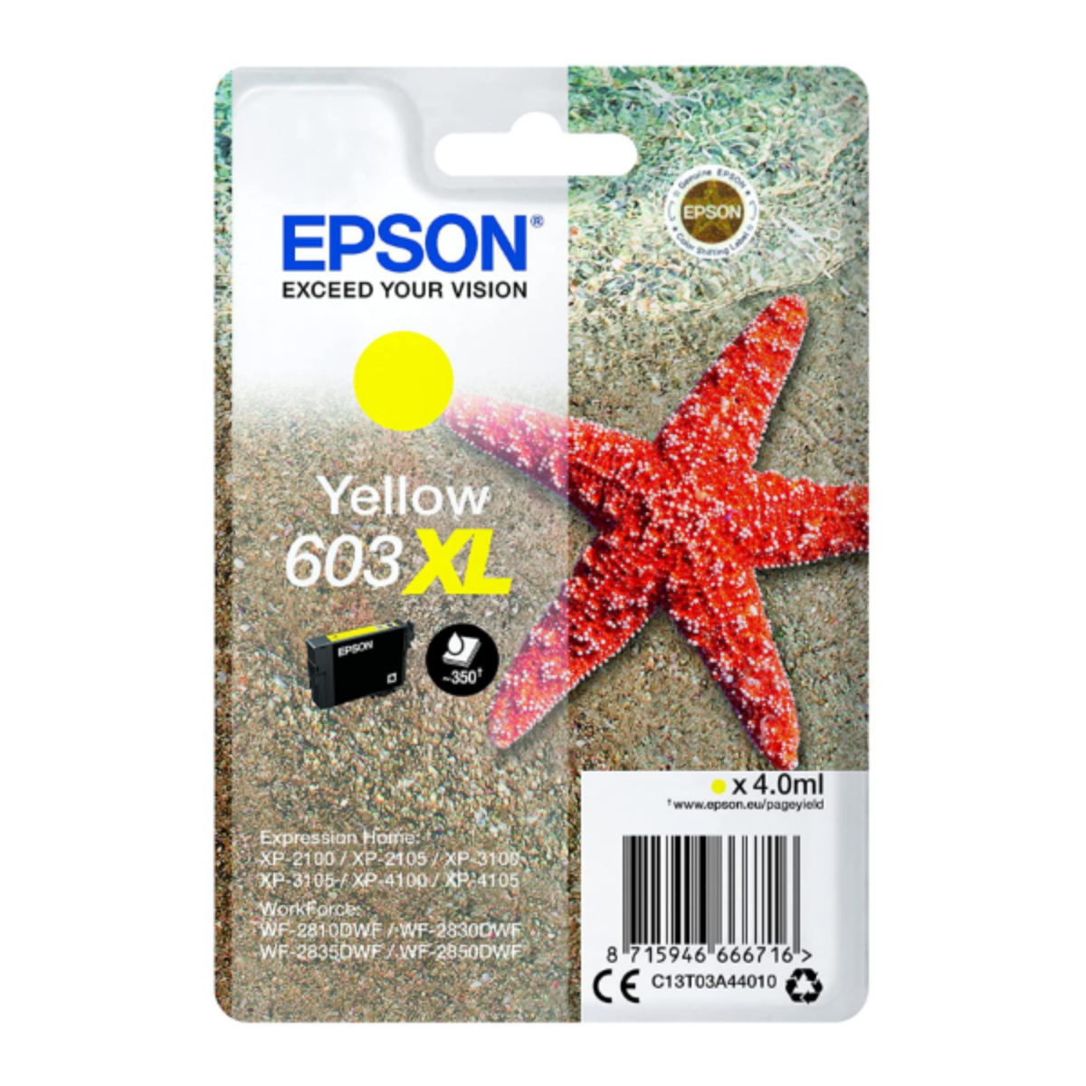 Genuine Epson WorkForce WF-2810DWF Yellow Ink Cartridge