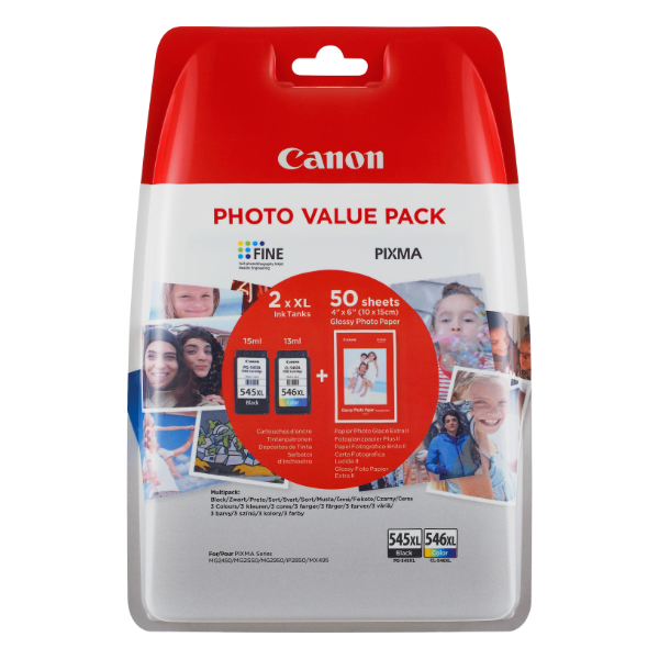 Canon PG-545 Black & CL-546 Colour Combo Pack and Canon PG-545XL Black