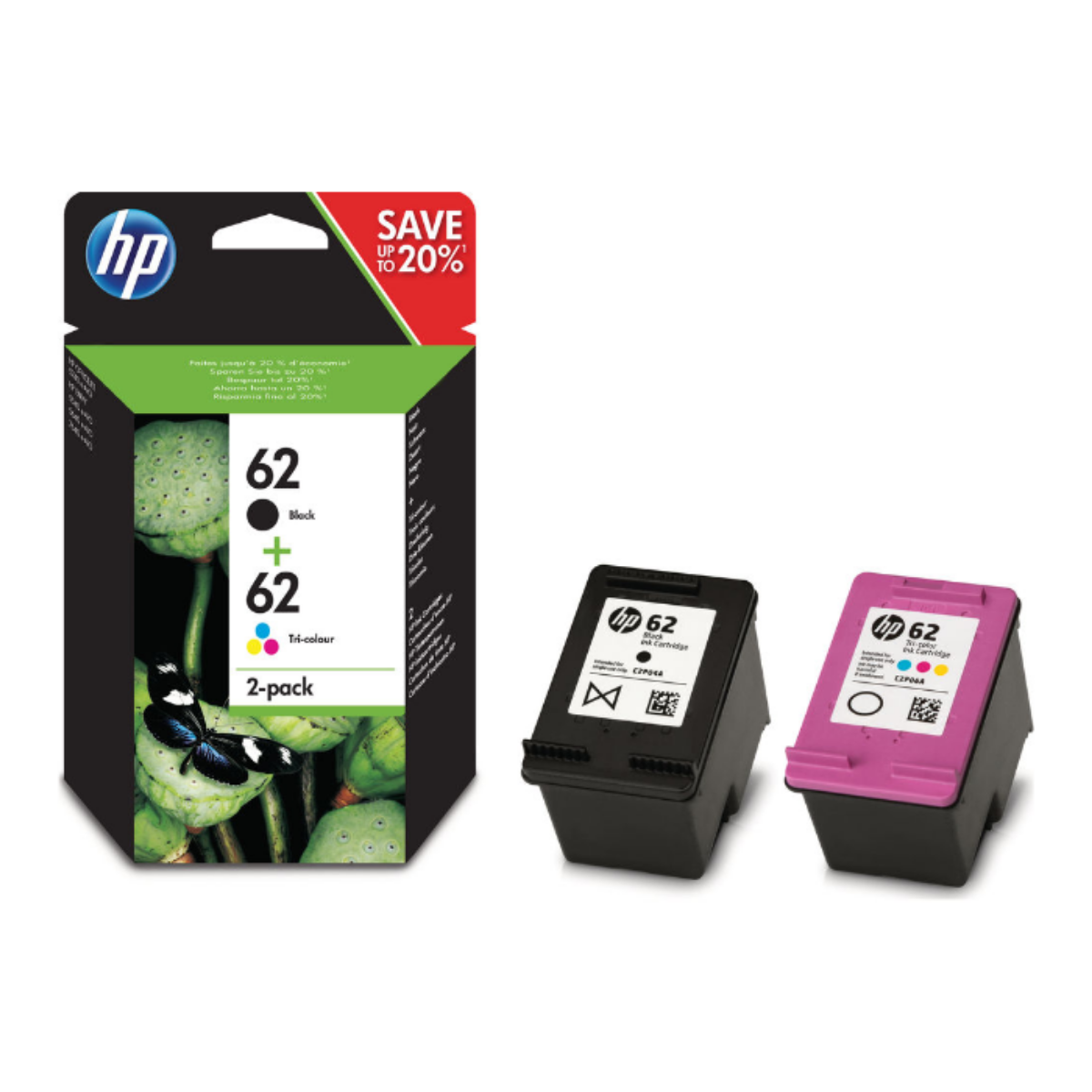 OEM HP 62 Combo Pack Ink Cartridges