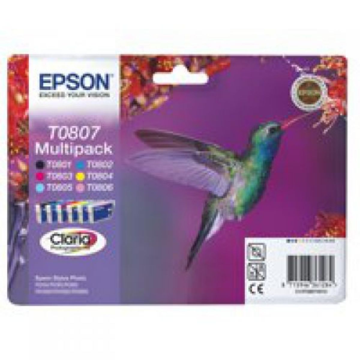 Epson T0807 Hummingbird Ink Cartridge Multipack 6x 7.4ml (Pack 6) - C13T08074011