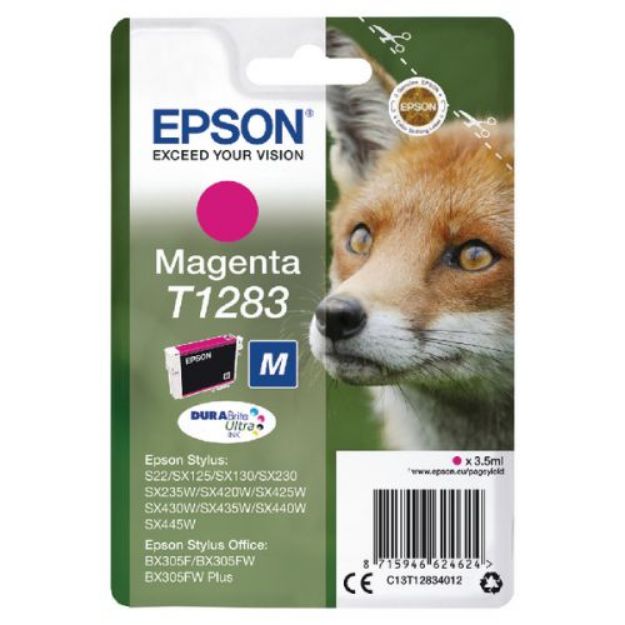 Picture of Epson T1283 Fox Magenta Standard Capacity Ink Cartridge 3.5ml - C13T12834012