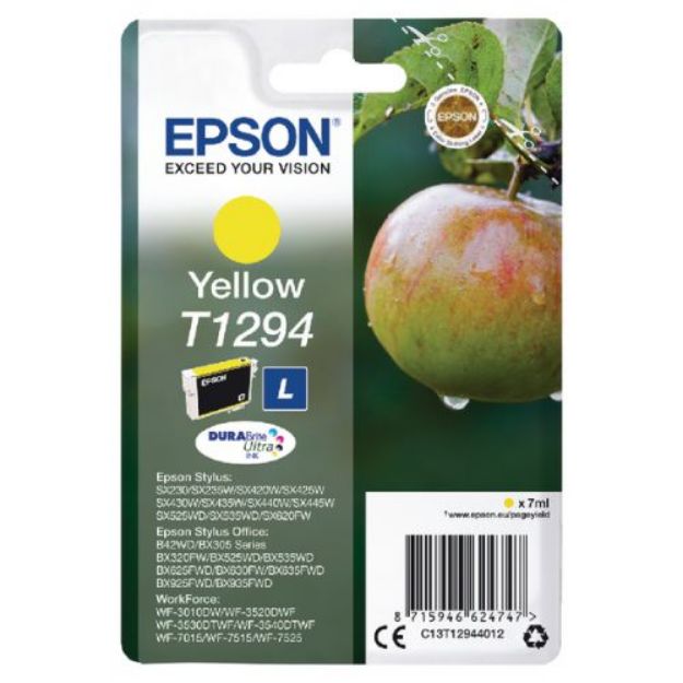 Picture of Epson T1294 Apple Yellow Standard Capacity Ink Cartridge 7ml - C13T12944012