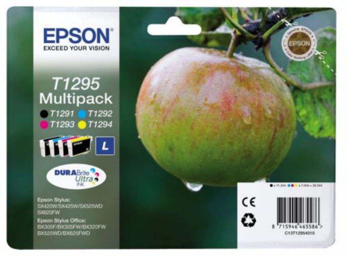 Epson T1295 Apple Ink Cartridge Multipack 11ml + 3x 7ml (Pack 4) - C13T12954012