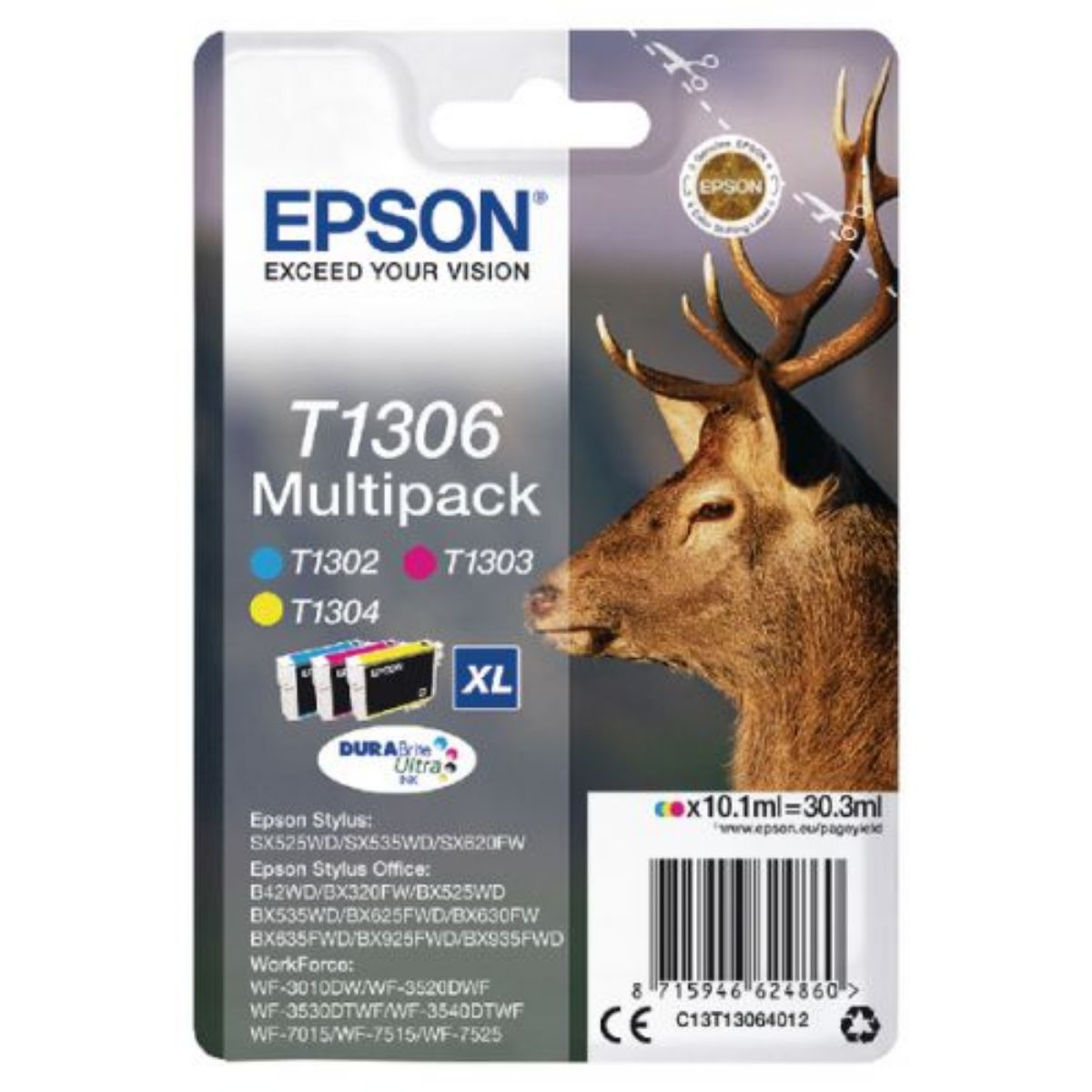 Epson T1306 Stag High Yield Colour Multipack 3x 10ml (Pack 3) - C13T13064012