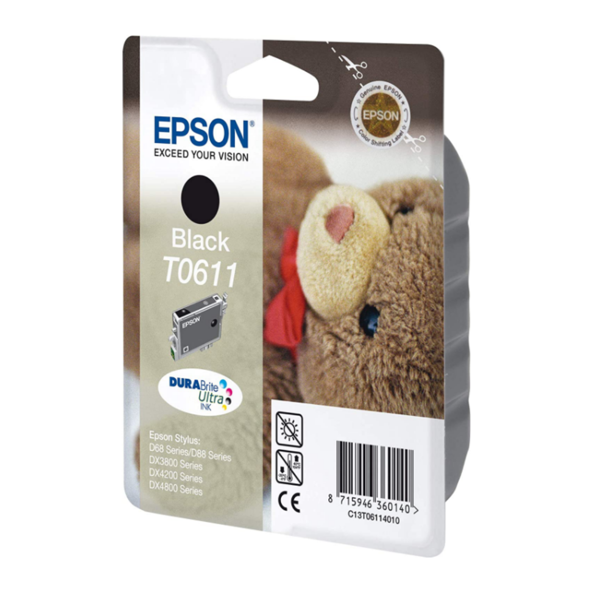 Epson T0611 Teddy Bear Black Standard Capacity Ink Cartridge 8ml - C13T06114010