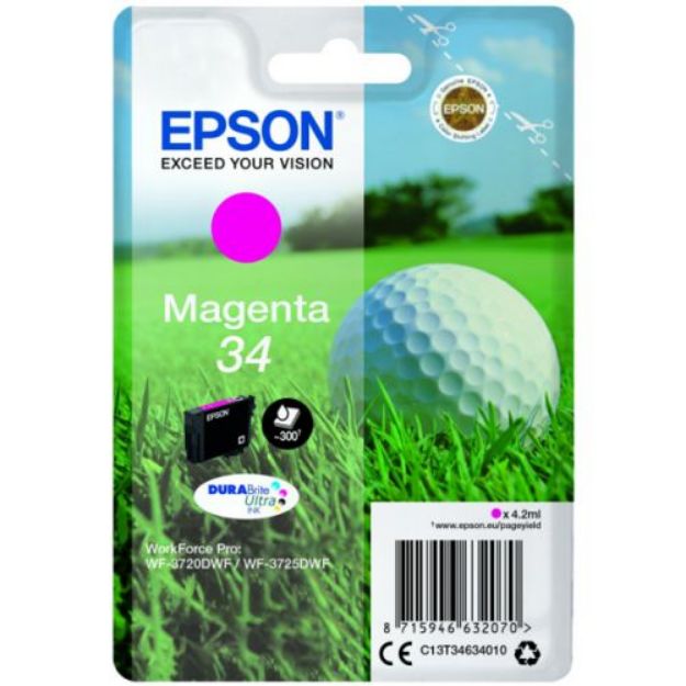 Picture of Epson 34 Golfball Magenta Standard Capacity Ink Cartridge 4ml - C13T34634010