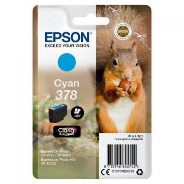 Picture of Epson 378 Squirrel Cyan Standard Capacity Ink Cartridge 4ml - C13T37824010
