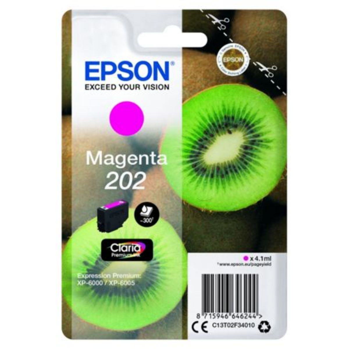 Epson 202 Kiwi Standard Capacity Magenta Ink Cartridge - C13T02F34010
