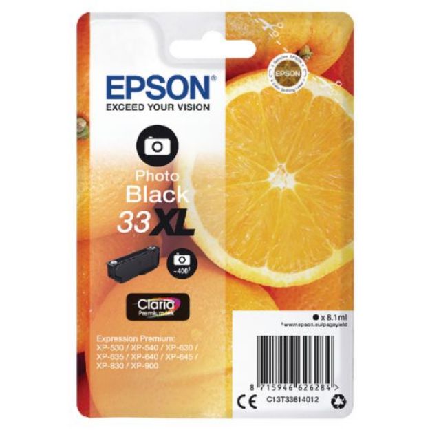 Picture of Epson 33XL Oranges Photo Black High Yield Ink Cartridge 8ml - C13T33614012