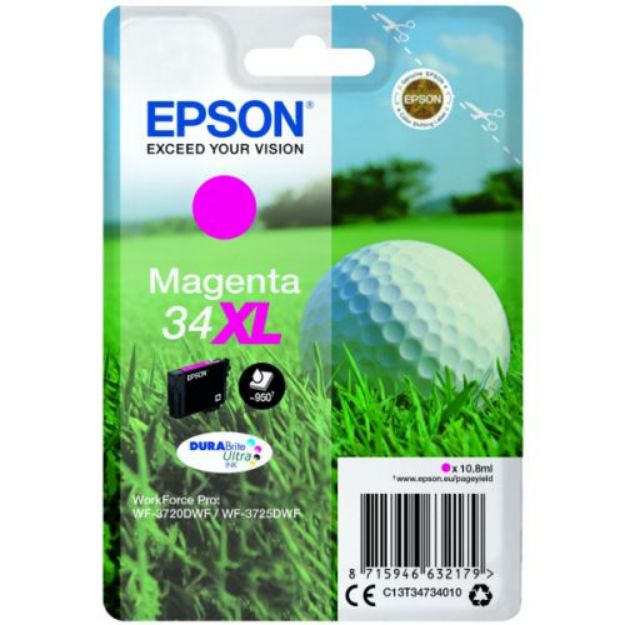 Picture of Epson 34XL Golfball Magenta High Yield Ink Cartridge 11ml - C13T34734010