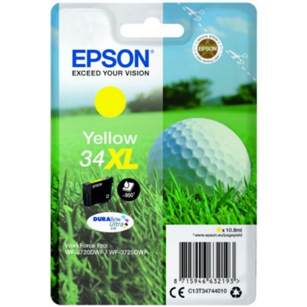 Picture of Epson 34XL Golfball Yellow High Yield Ink Cartridge 11ml - C13T34744010