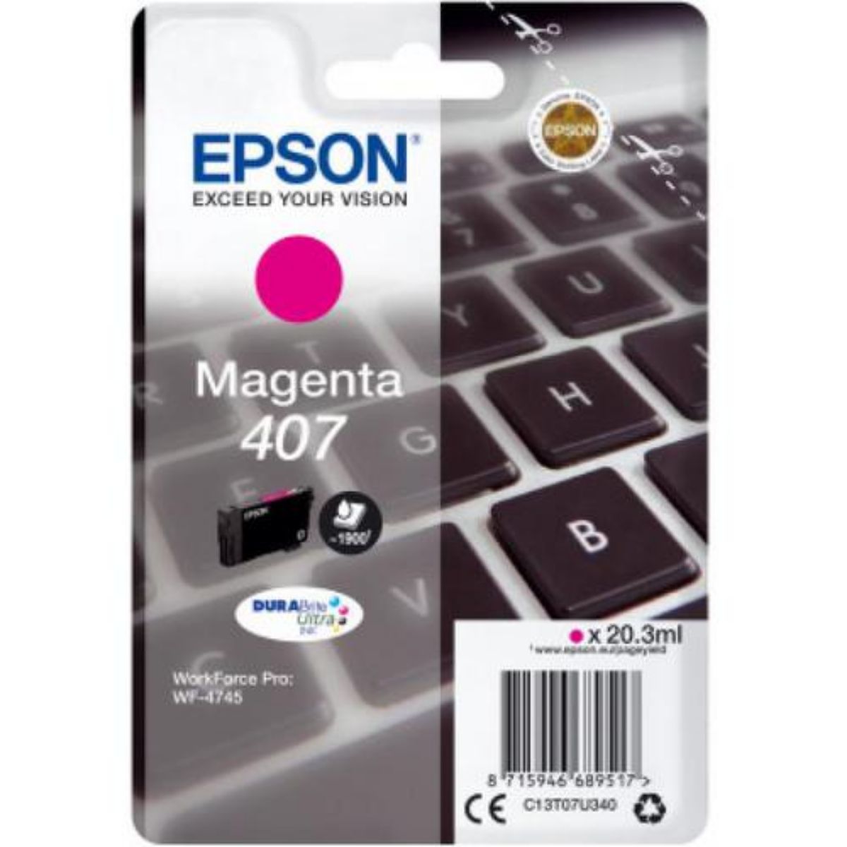 Genuine Epson 407 Magenta Ink Cartridge