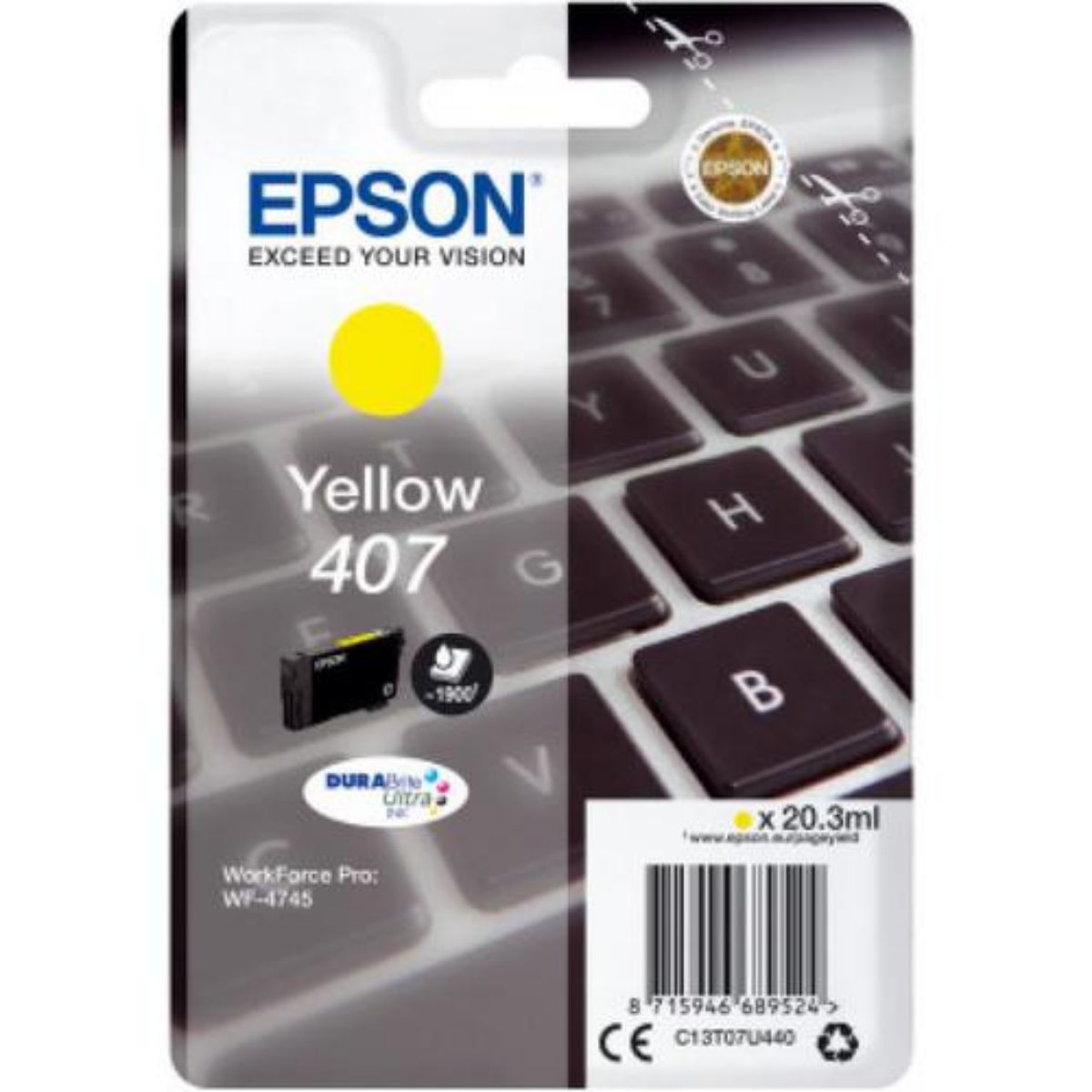 Genuine Epson 407 Yellow Ink Cartridge