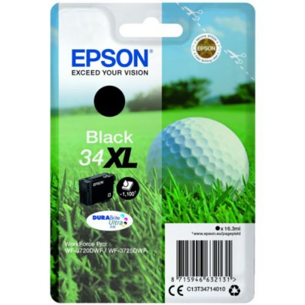 Picture of Epson 34XL Golfball Black High Yield Ink Cartridge 16ml - C13T34714010