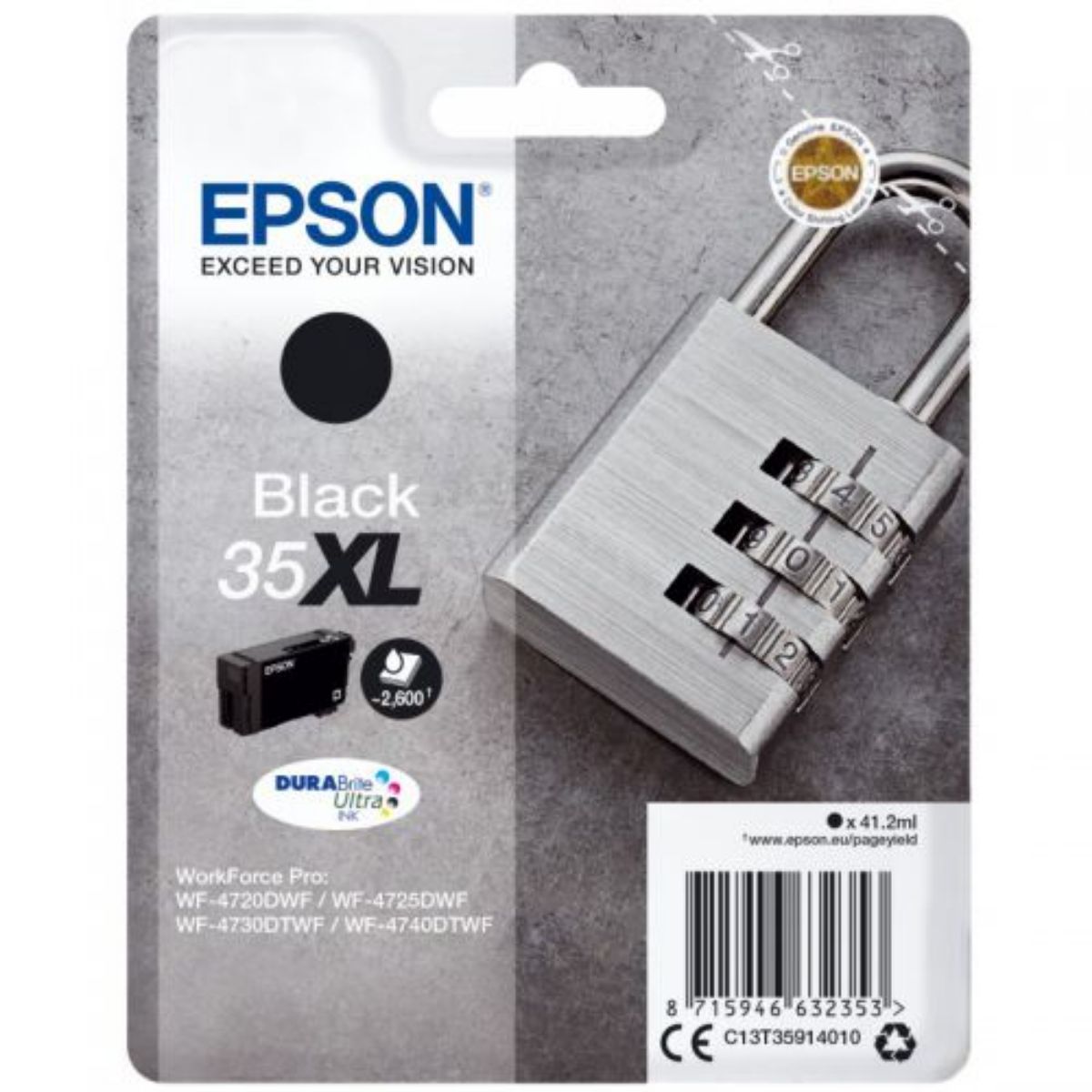 Epson 35XL Padlock Black High Yield Ink Cartridge 41ml - C13T35914010