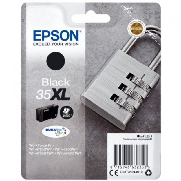 Picture of Epson 35XL Padlock Black High Yield Ink Cartridge 41ml - C13T35914010