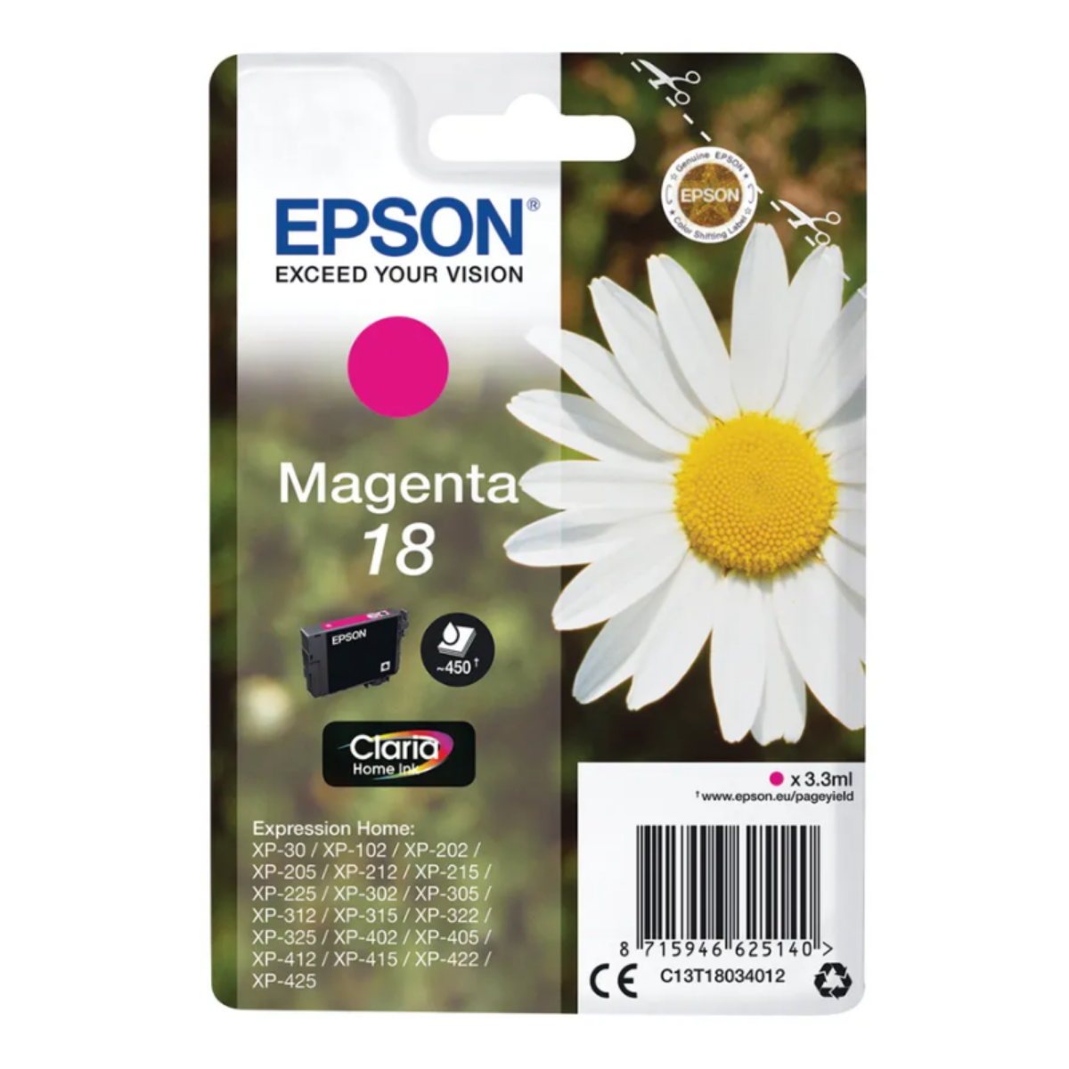 Epson 18 Daisy Magenta Standard Capacity Ink Cartridge 3ml - C13T18034012