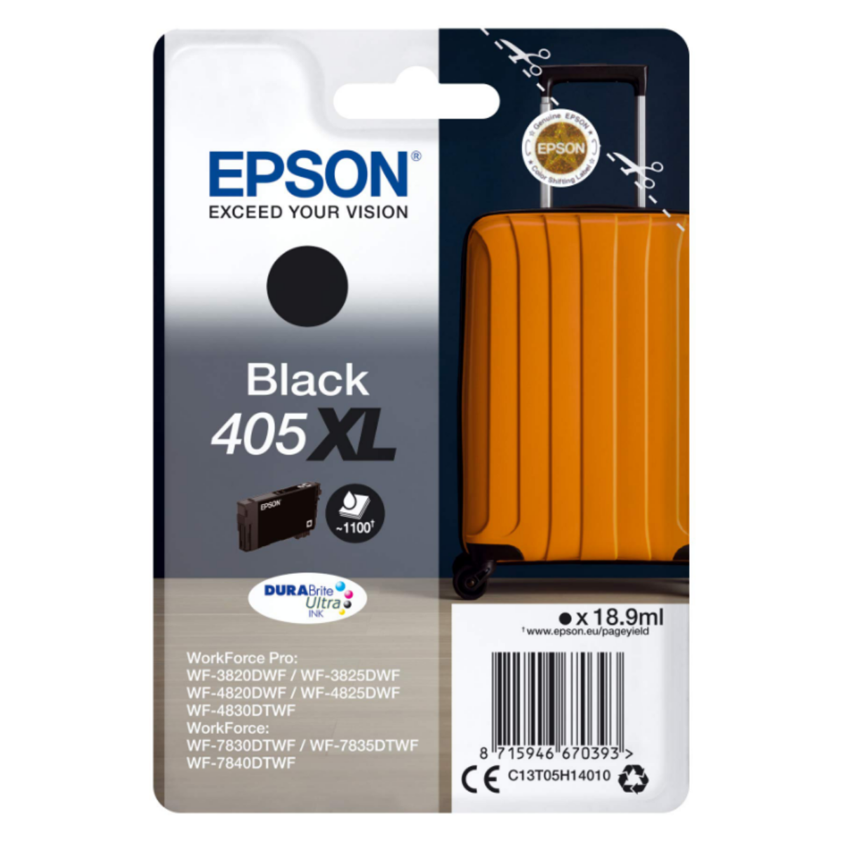 Epson 405XL Black High Yield Ink Cartridge 18.9ml - C13T05H14010
