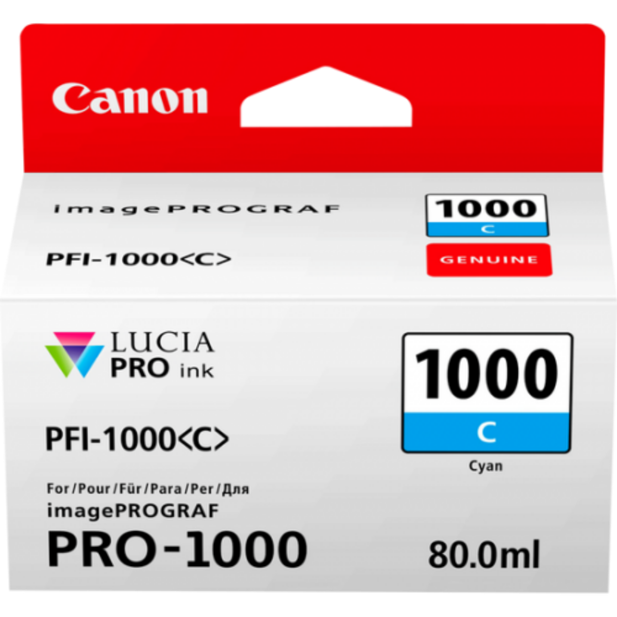 Canon PFI1000C Cyan Standard Capacity Ink Cartridge 80ml - 0547C001