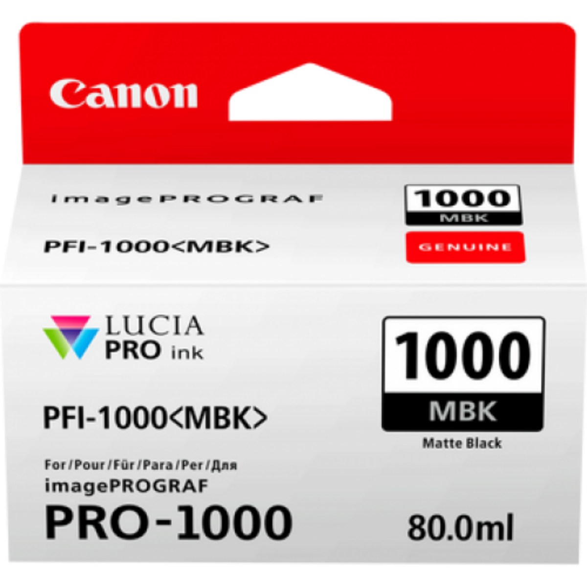 Canon PFI1000MBK Matte Black Standard Capacity Ink Cartridge 80ml - 0545C001