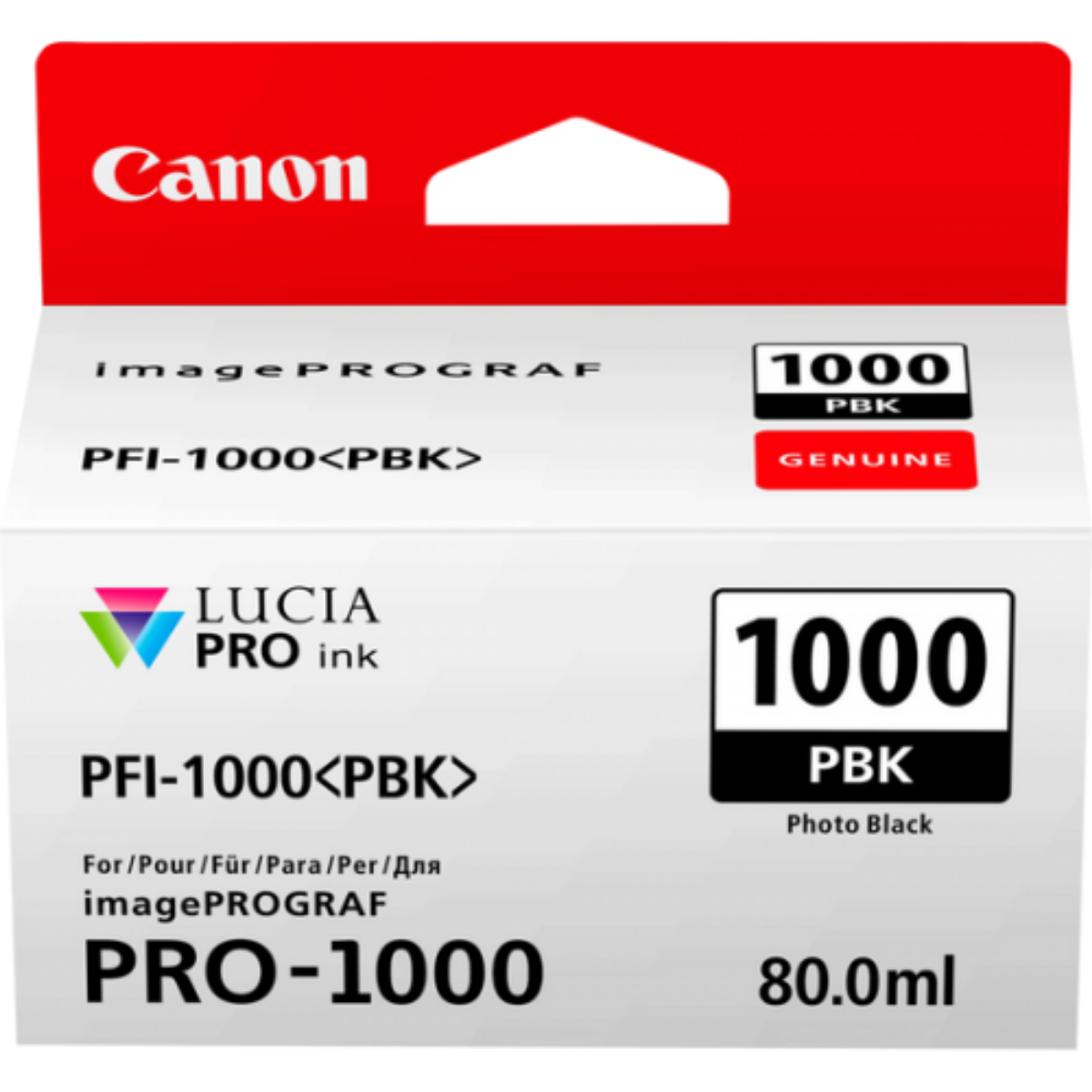 Canon PFI1000PBK Photo Black Standard Capacity Ink Cartridge 80ml - 0546C001