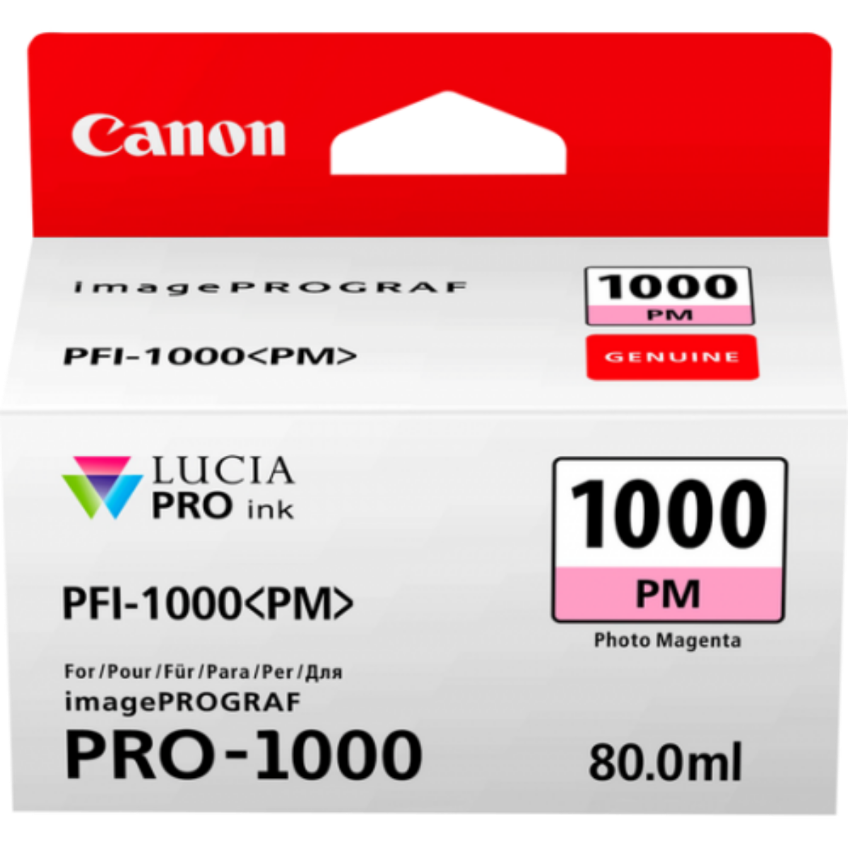 Canon PFI1000PM Photo Magenta Standard Capacity Ink Cartridge 80ml - 0551C001