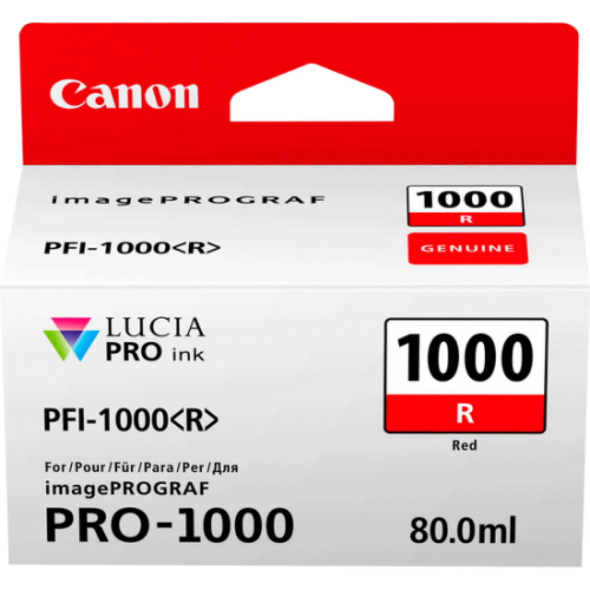 Canon PFI1000R Red Standard Capacity Ink Cartridge 80ml - 0554C001