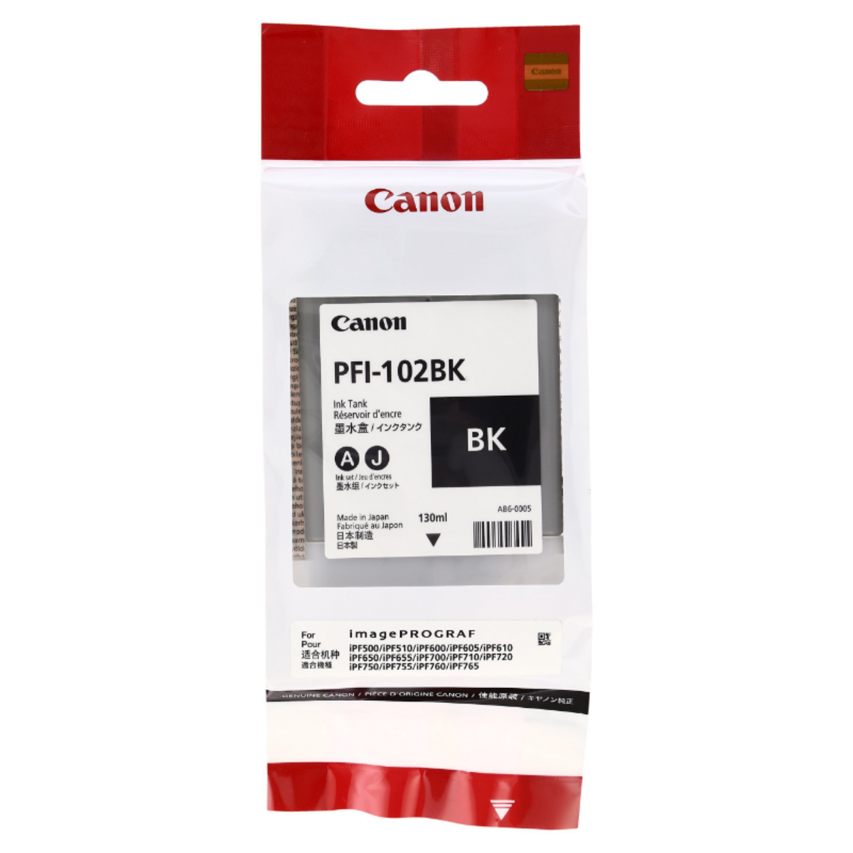 Canon PFI102BK Black Standard Capacity Ink Cartridge 130ml - 0895B001