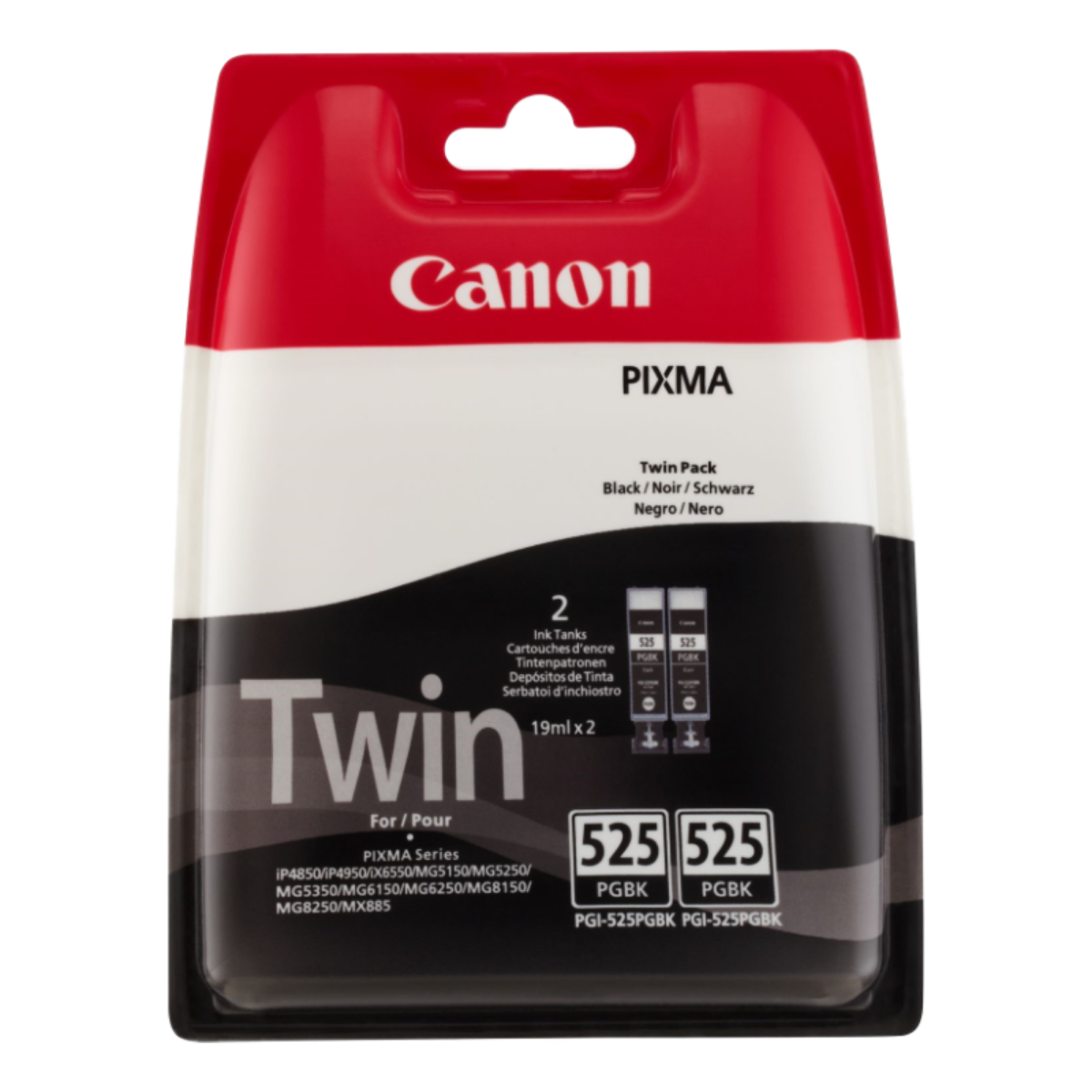 Canon PGI-525 Black Twinpack Standard Capacity Ink Cartridges (2x 19ml) - 4529B010