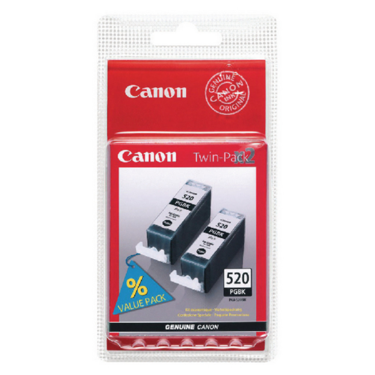 Canon PGI-520 Black Twinpack Standard Capacity Ink Cartridges 2x 19ml - 2932B012