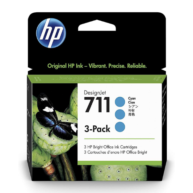 Picture of HP 711 Cyan Standard Capacity Ink Cartridge Multipack 3 x 29 ml (Pack 3) - CZ134A