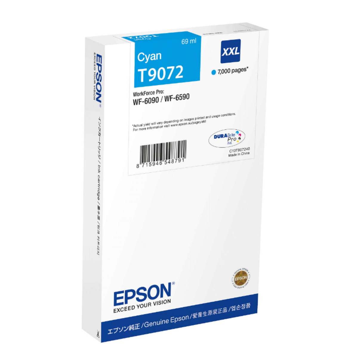 Epson T9072 Cyan Ink Cartridge 69ml - C13T907240