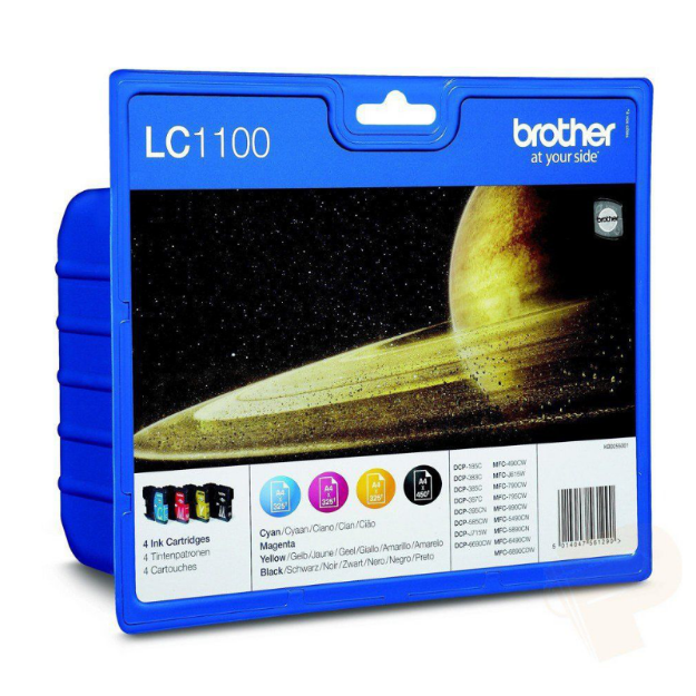 Picture of Brother Black Cyan Magenta Yellow Ink Cartridge Multipack 10ml + 3 x 6ml (Pack 4) - LC1100VALBP