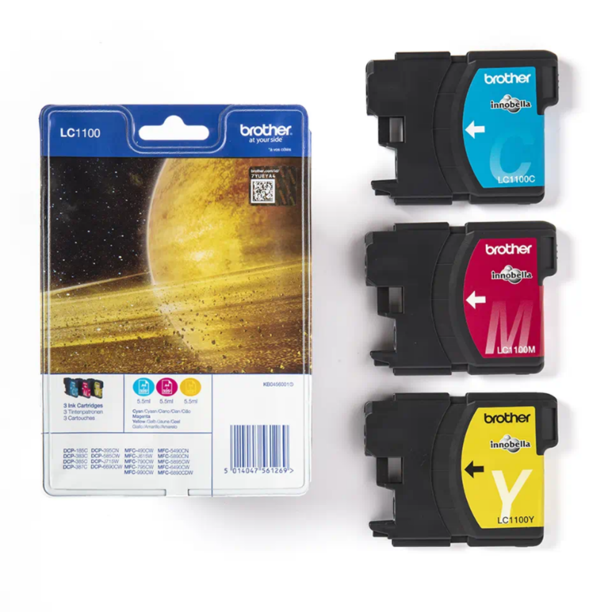 Brother Cyan Magenta Yellow Ink Cartridge Multipack 3 x 6ml (Pack 3) - LC1100RBWBP
