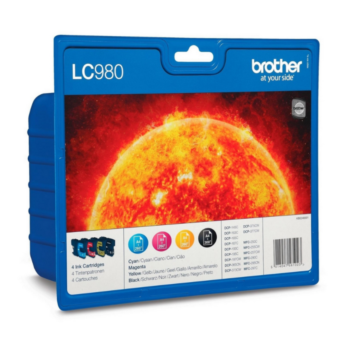 Brother Black Cyan Magenta Yellow Standard Capacity Ink Cartridge Multipack 4 x 6ml (Pack 4) - LC980VALBP