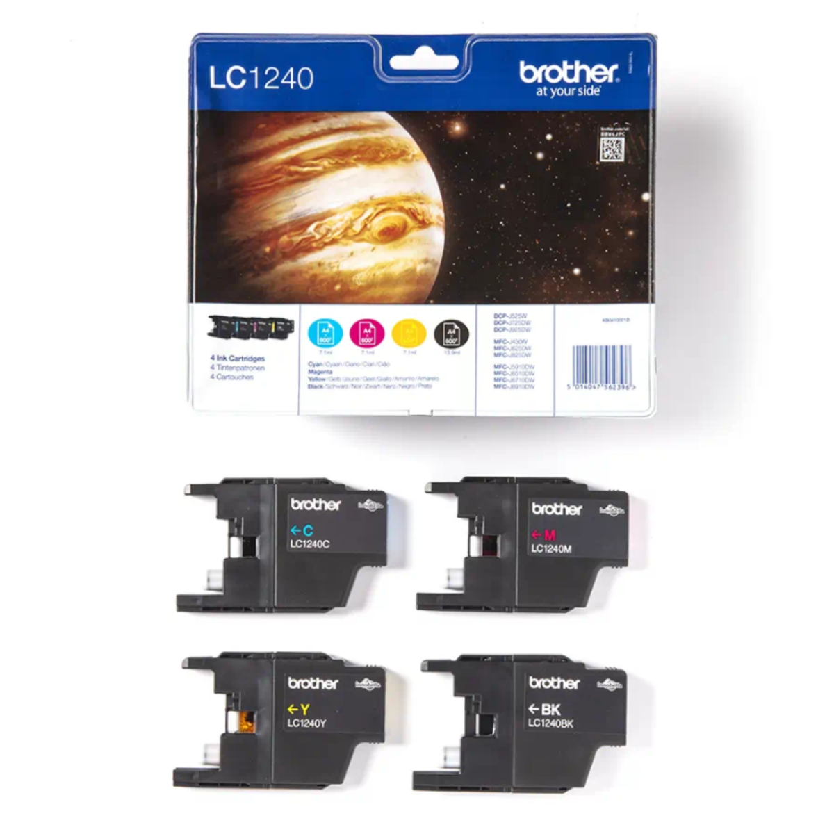 Brother Black Cyan Magenta Yellow Standard Capacity Ink Cartridge Multipack 14ml + 3 x 7ml (Pack 4) - LC1240VALBP