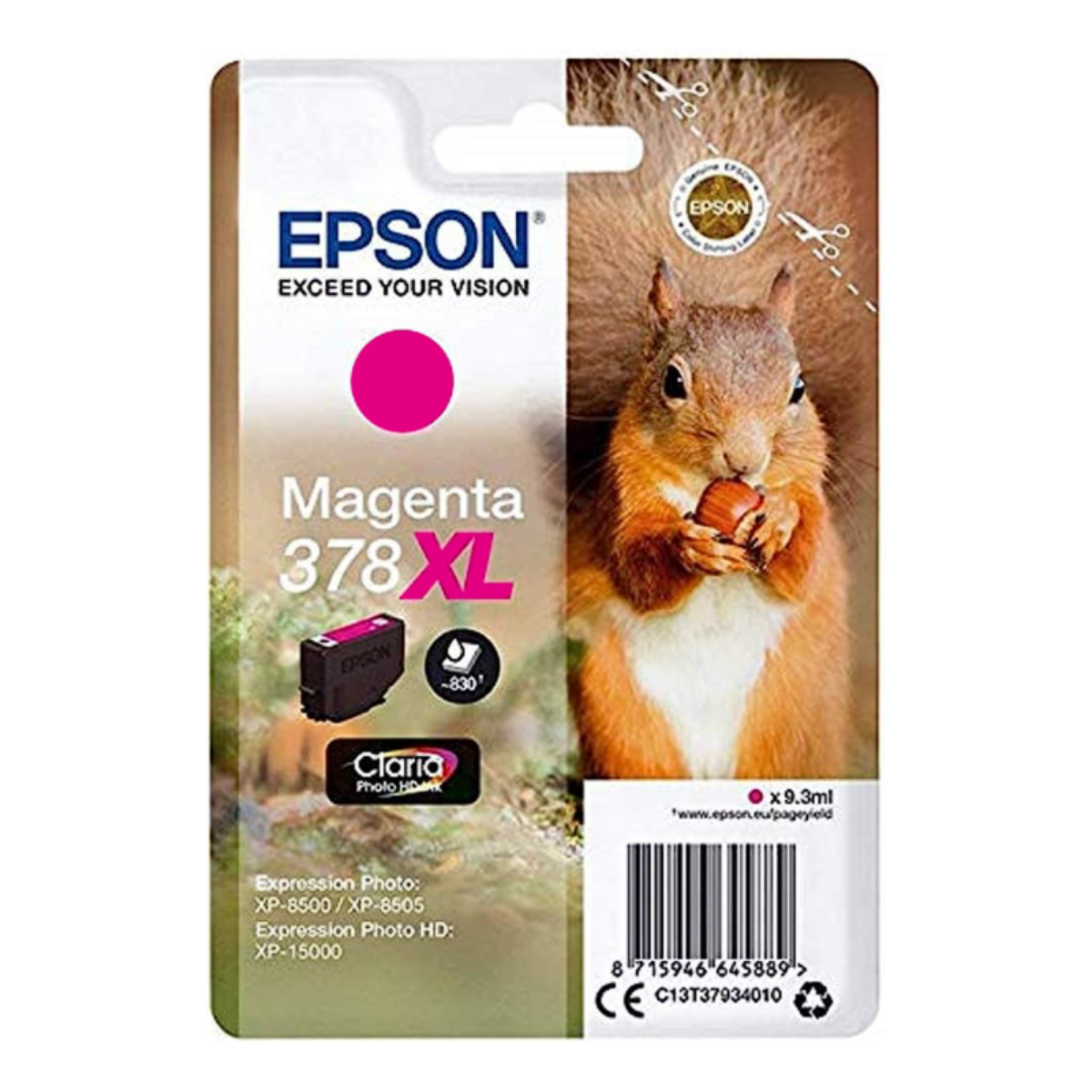 Epson 378XL Squirrel Magenta High Yield Ink Cartridge 9ml - C13T37934010