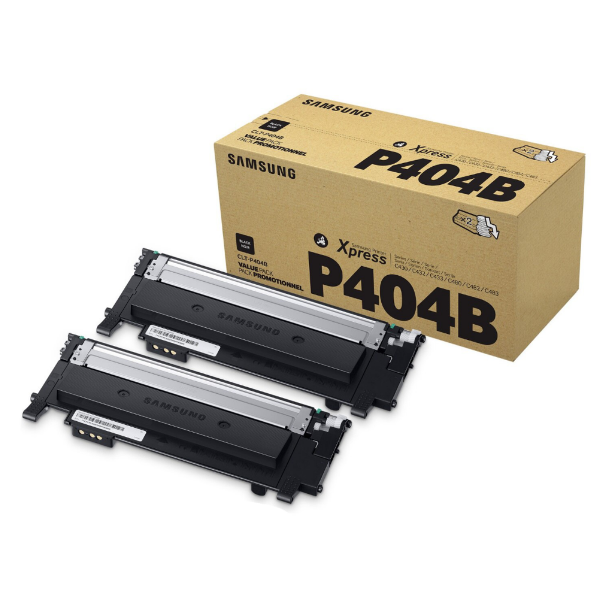 Samsung CLTP404B Black Standard Capacity Toner Cartridge Twinpack 2 x 1.5K pages (Pack 2) - SU364A