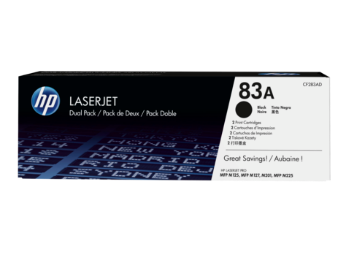 HP 83A Standard Capacity Black Toner Cartridge Twinpack - CF283AD