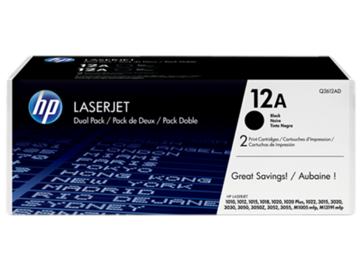 HP 12A Black Standard Capacity Toner Twinpack 2 x 2K pages (Pack 2) - Q2612AD