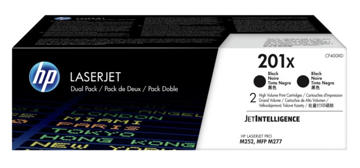 HP 201X High Capacity Black Toner Cartridge Twinpack - CF400XD