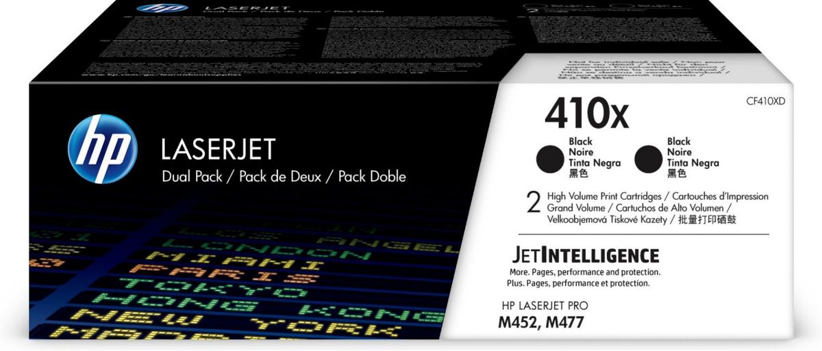 HP 410X High Capacity Black Toner Cartridge Twinpack - CF410XD