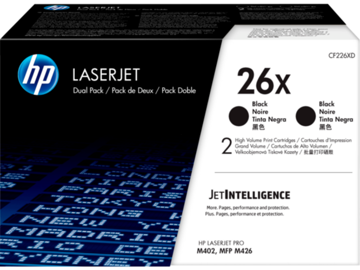 HP 26X High Capacity Black Toner Cartridge Twinpack - CF226XD